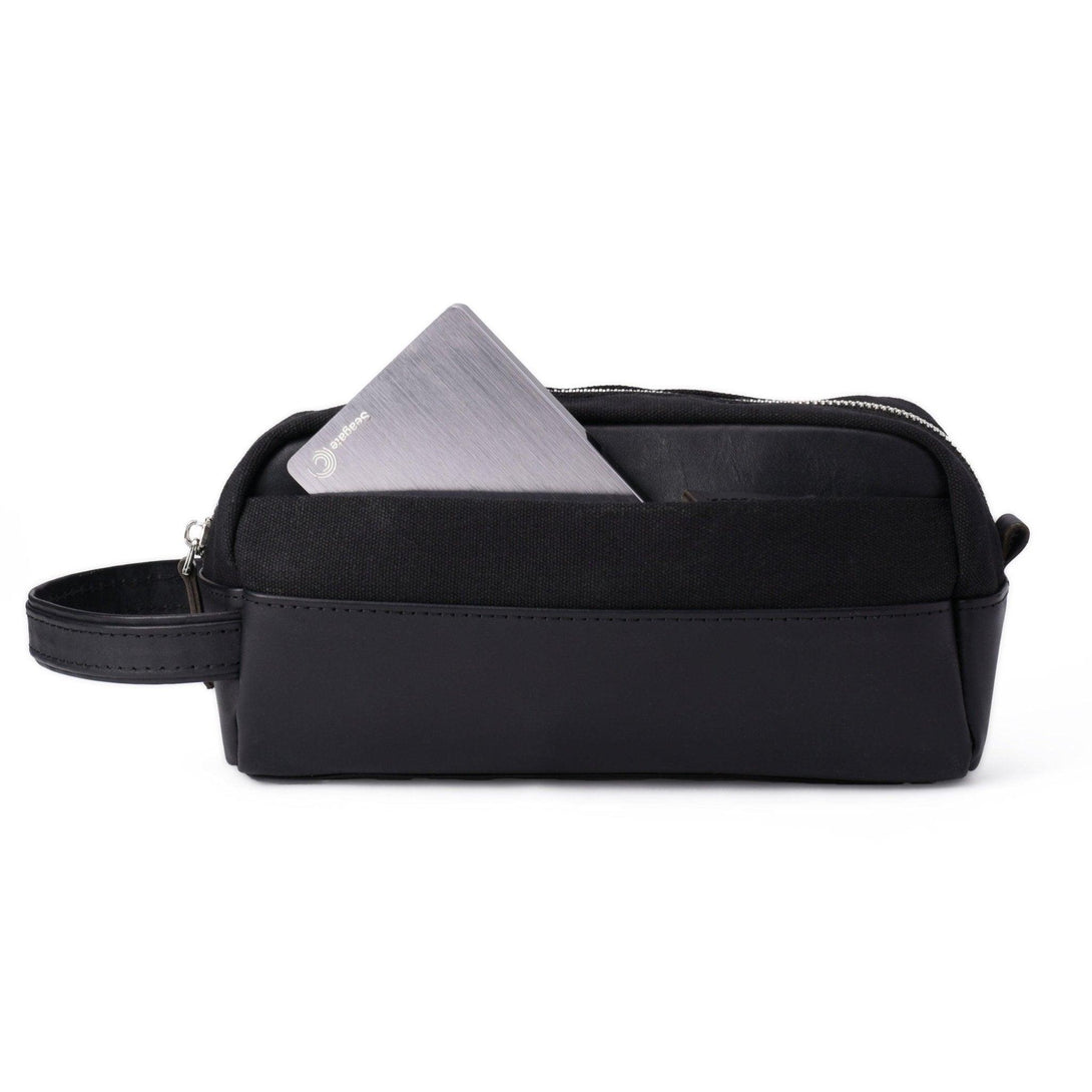 Dopp Kit Leather & Canvas lightweight handbag | Full Black - Spiš.