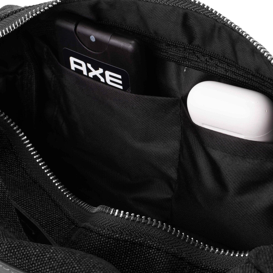 Dopp Kit Leather & Canvas lightweight handbag | Full Black - Spiš.